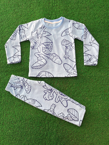 Soft blue Cartoon Character-Premium winter wears LoopKnit