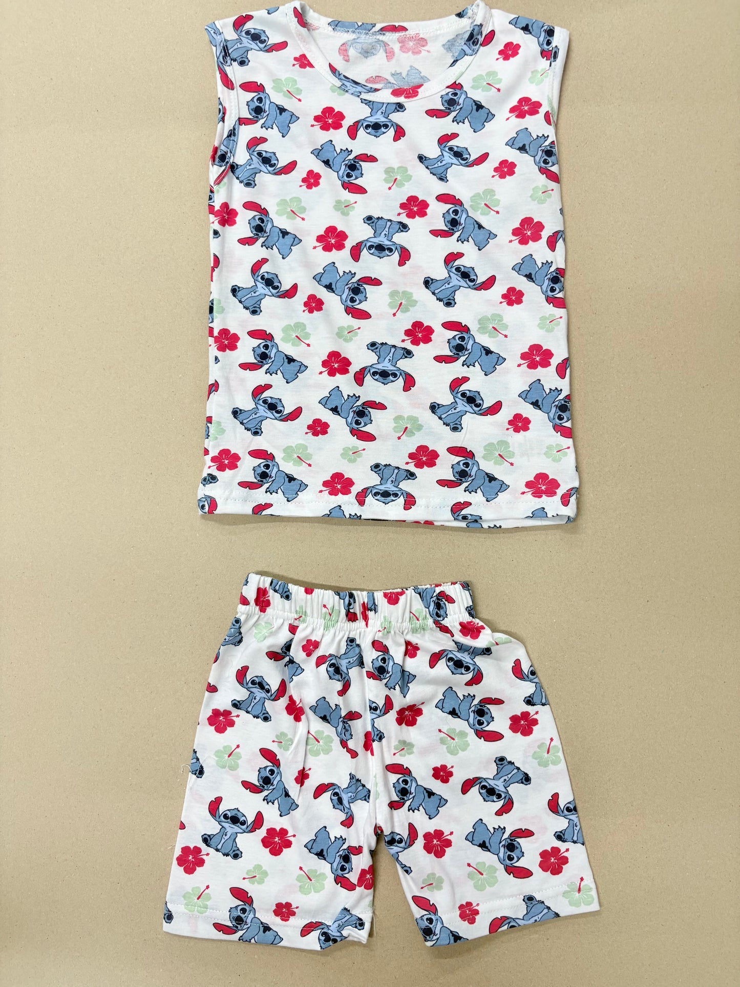 Disney Stitch sleeveless top featuring a tropical hibiscus flower pattern -Sleeveless co-ords