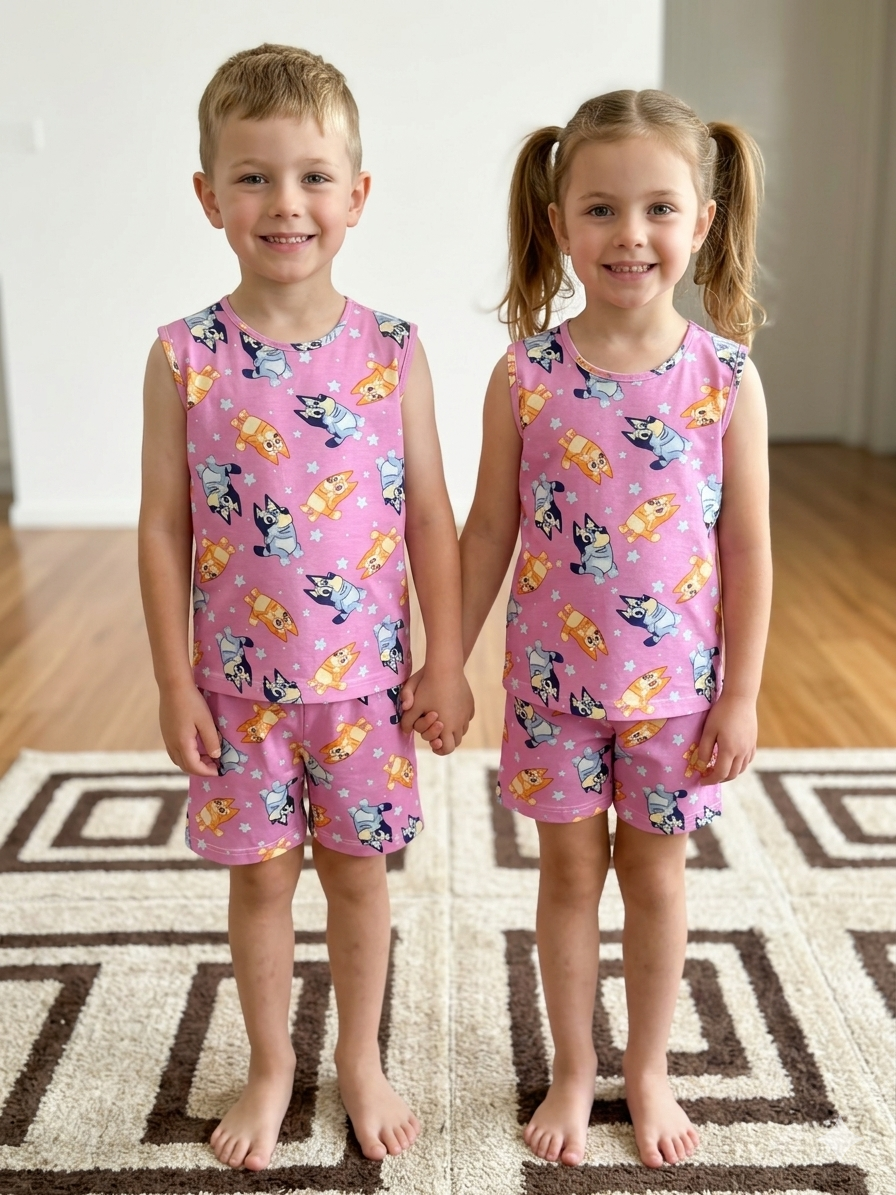 Pink character,28/3 - Sleeveless co-ords