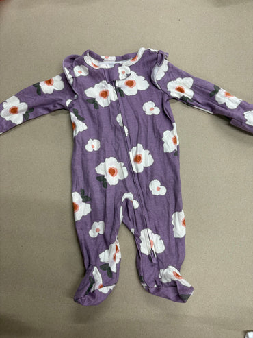Violet with white flowers with shoe(zipper)-Baby High quality jumpsuit