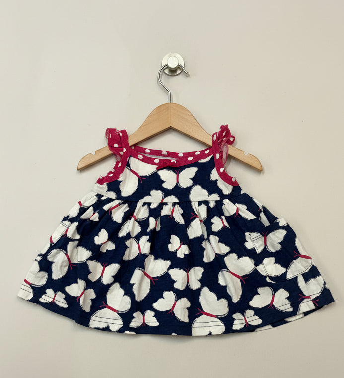 Navy with white butterfly- Baby Sleeveless Frock