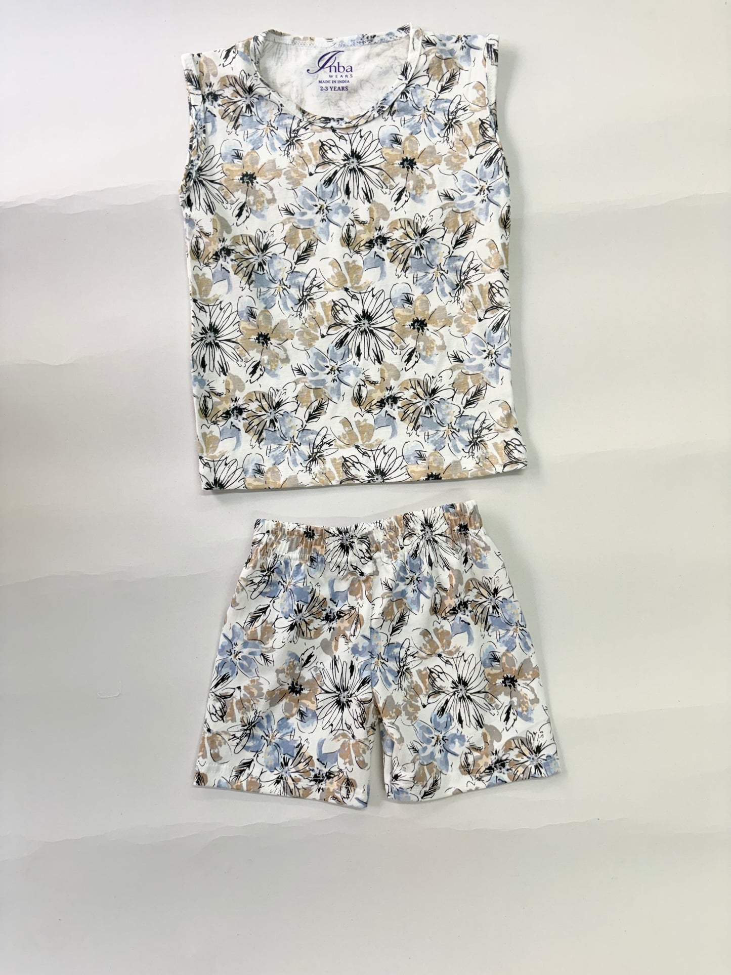 White floral-Sleeveless co-ords