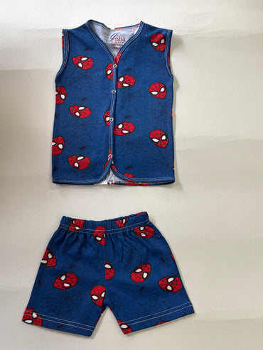 Blue spider- Sleeveless Jabla shorts set