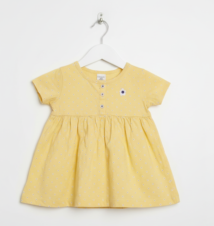 Yellow with small flower -Baby half sleeve frock