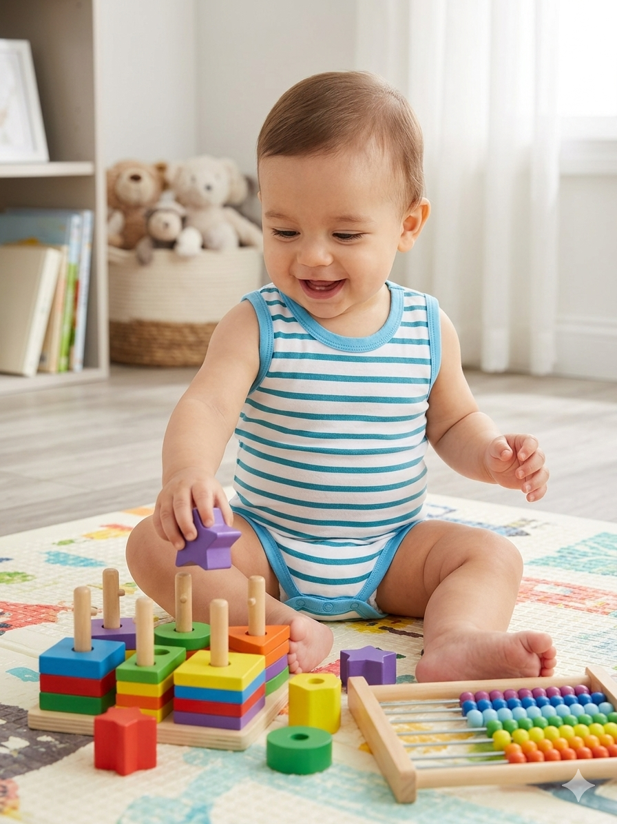 Sky blue stripe -Baby Romper