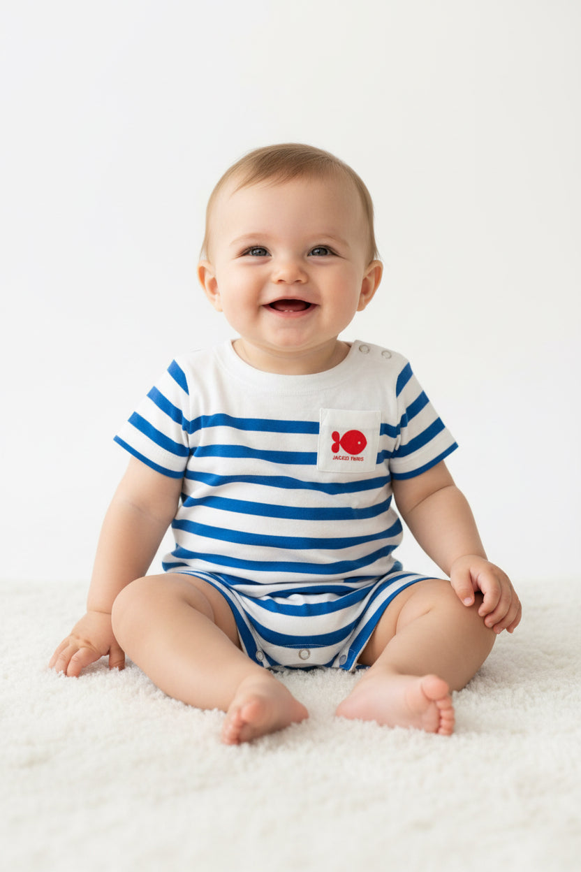 Blue with white- Baby half Jumpsuits