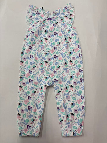 White with multi floral- Baby Jumpsuits