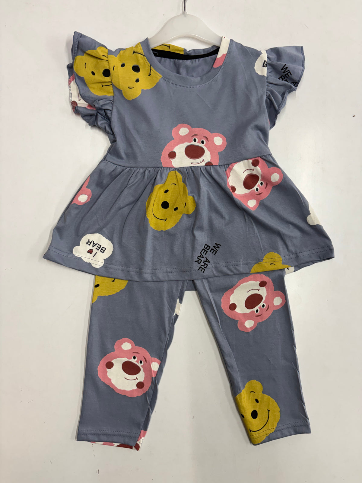 Elephant grey with kitty, peplum co - ord girls set Sep