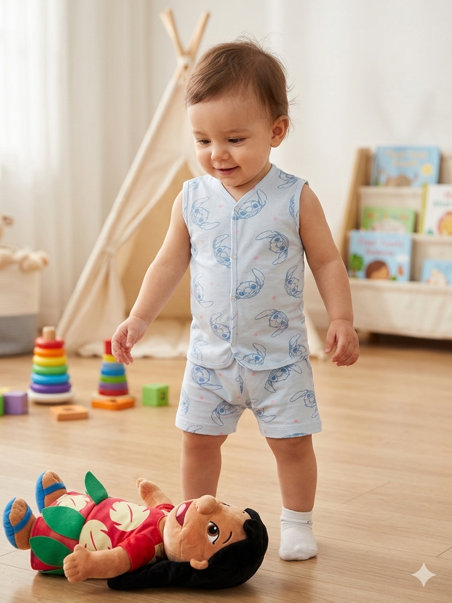 Stitch animal print -Sleeveless Jabla shorts set