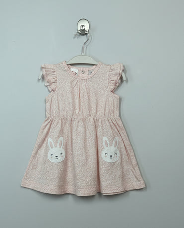 Pink rabbit-Baby Sleeveless frock