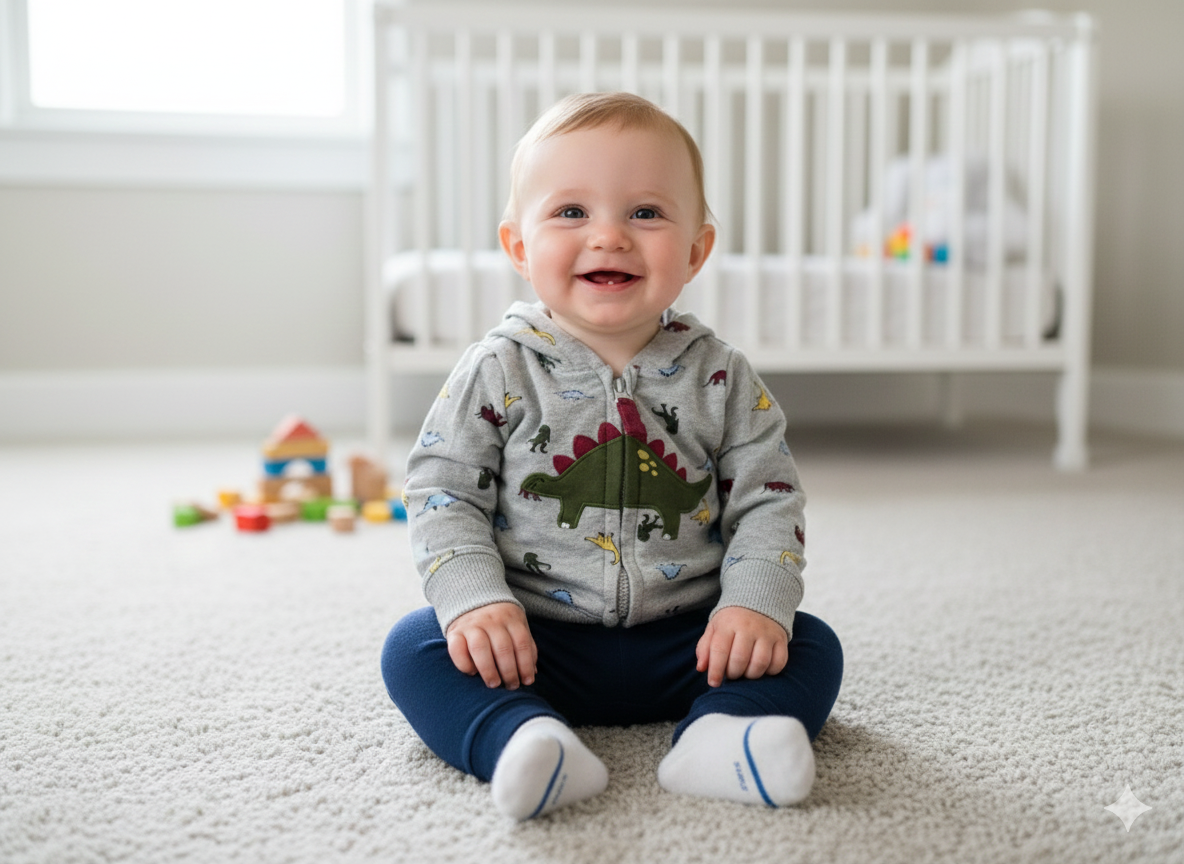 Green dino -Baby winter hoodie