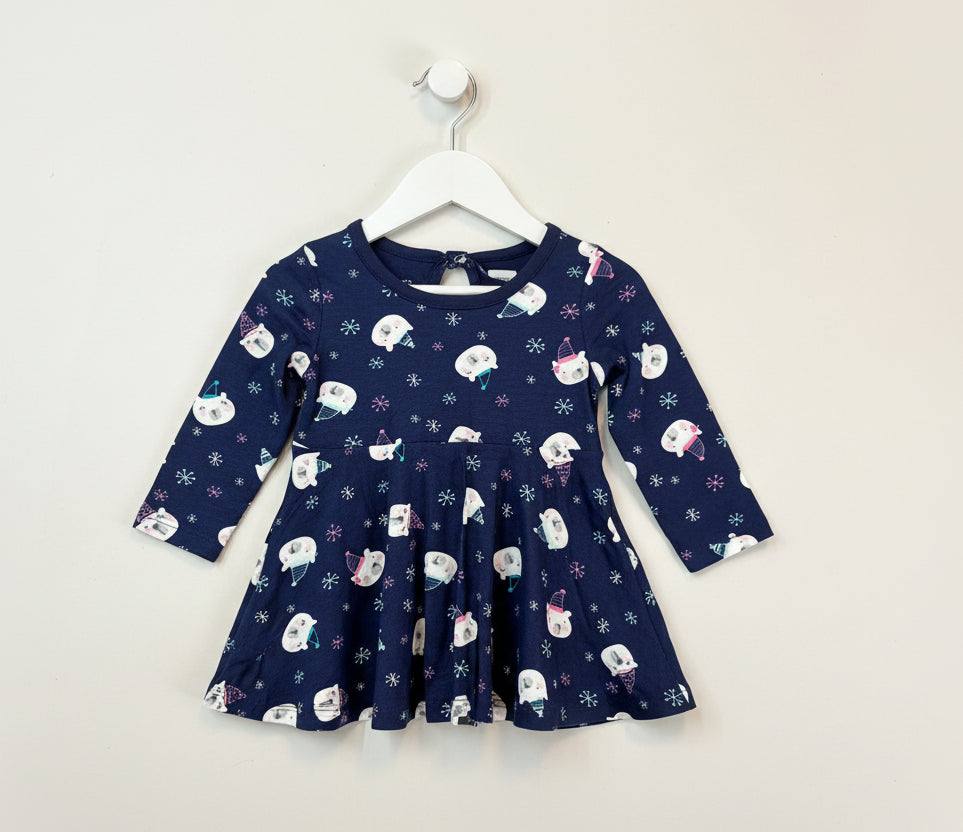 Navy -Baby Full Sleeve frock