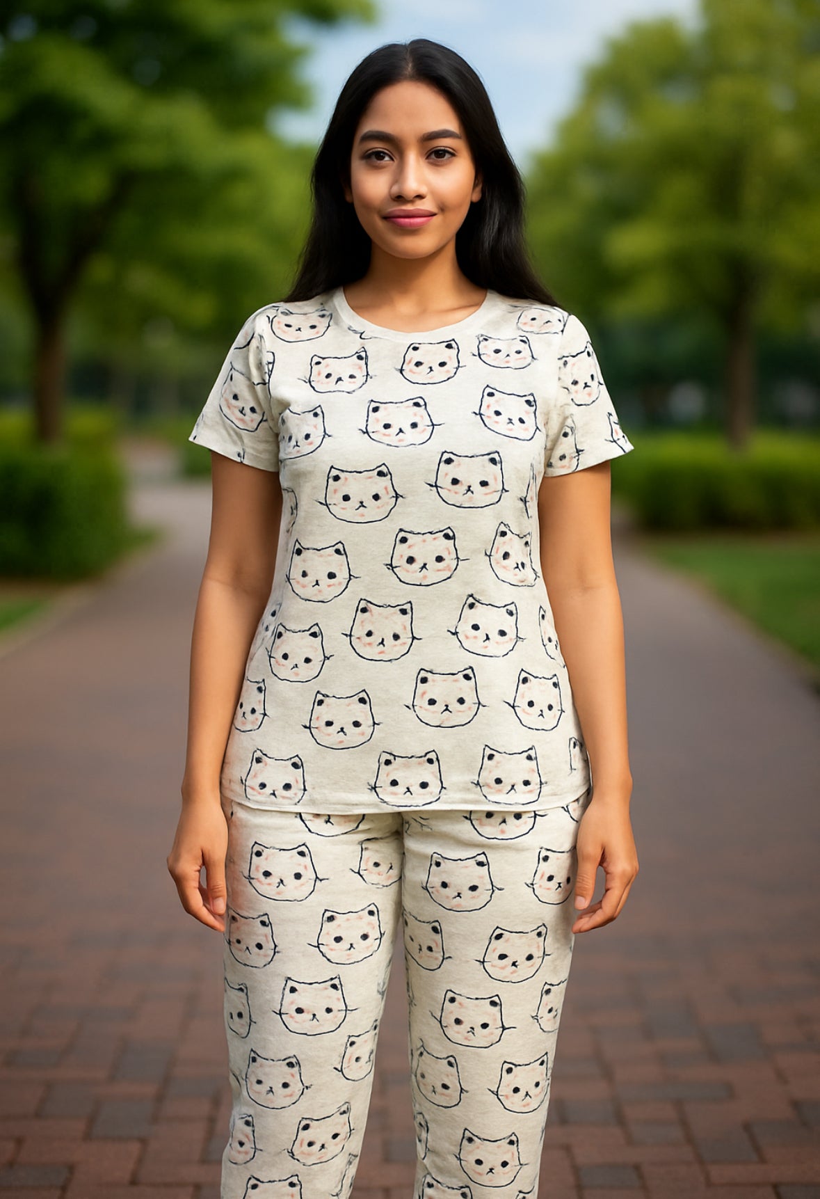 White kitty Women’s pyjama set