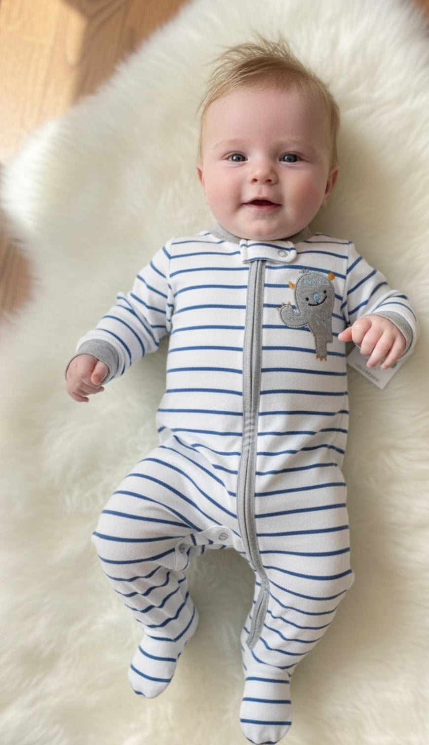White with blue lines -Jumpsuit