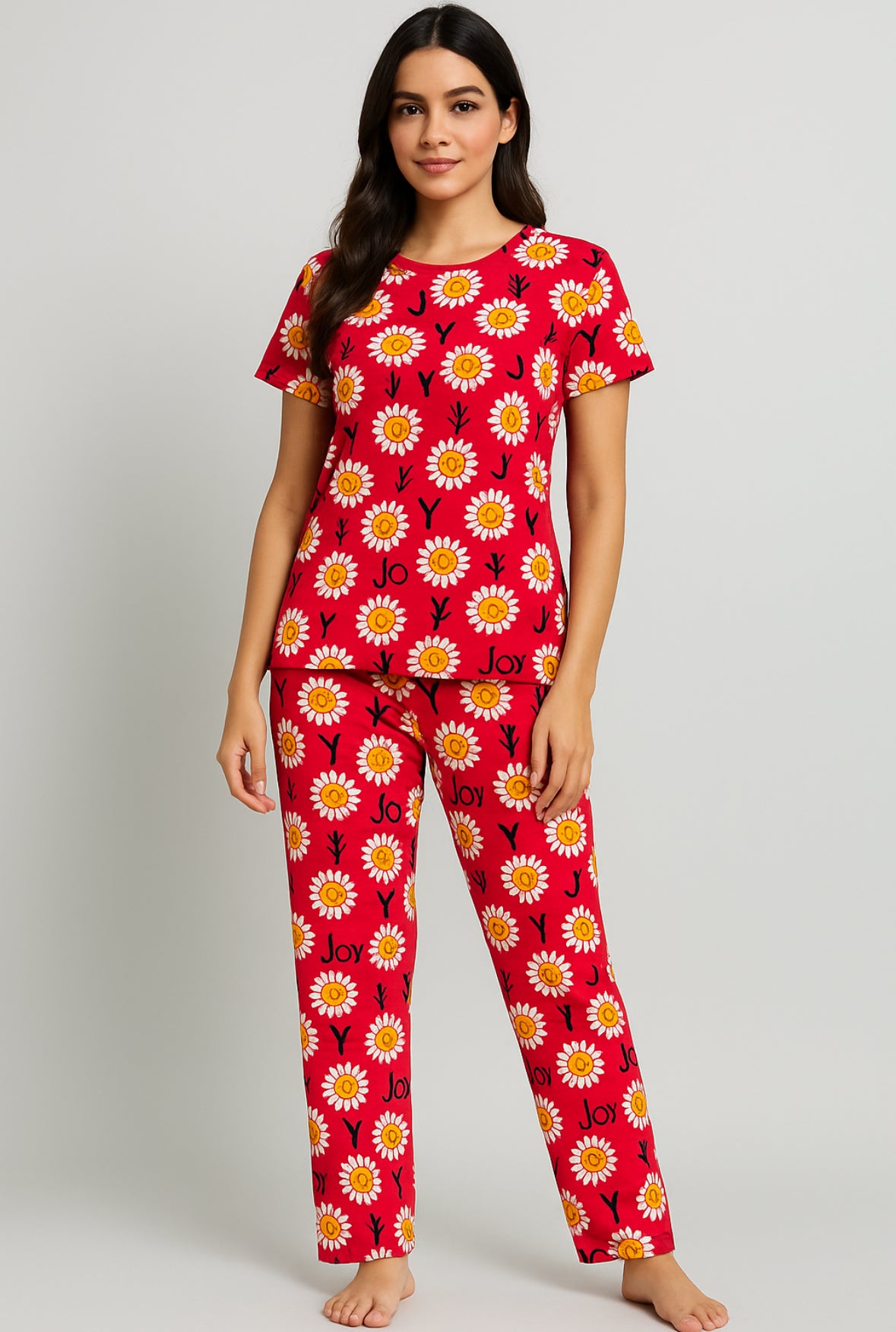Red flowers Women pyjama set