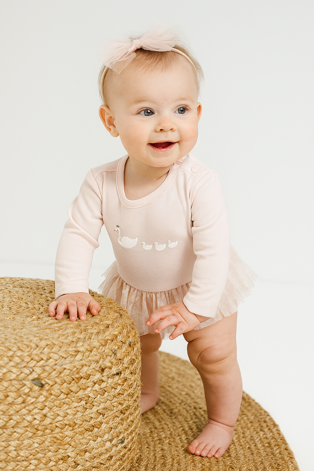 Pink Net Florals Onesie frock