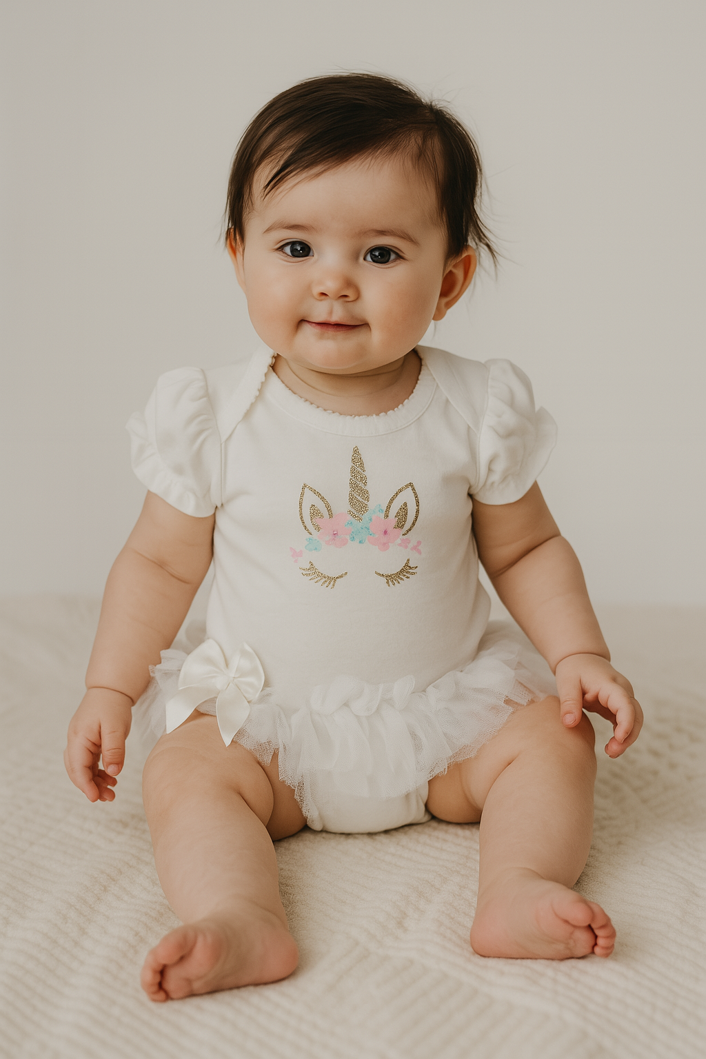 White Net Florals Onesie frock