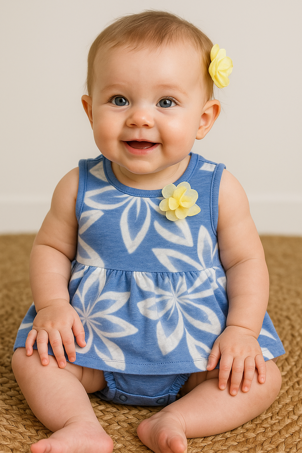 Blue Florals Onesie frock