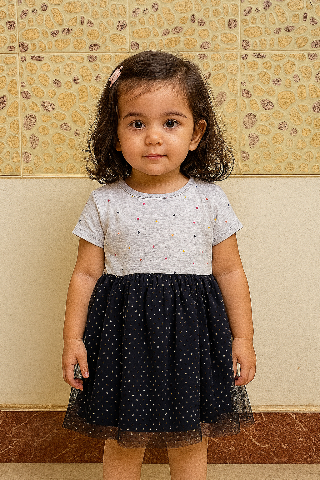 Black dots net Frock - Girls Frock