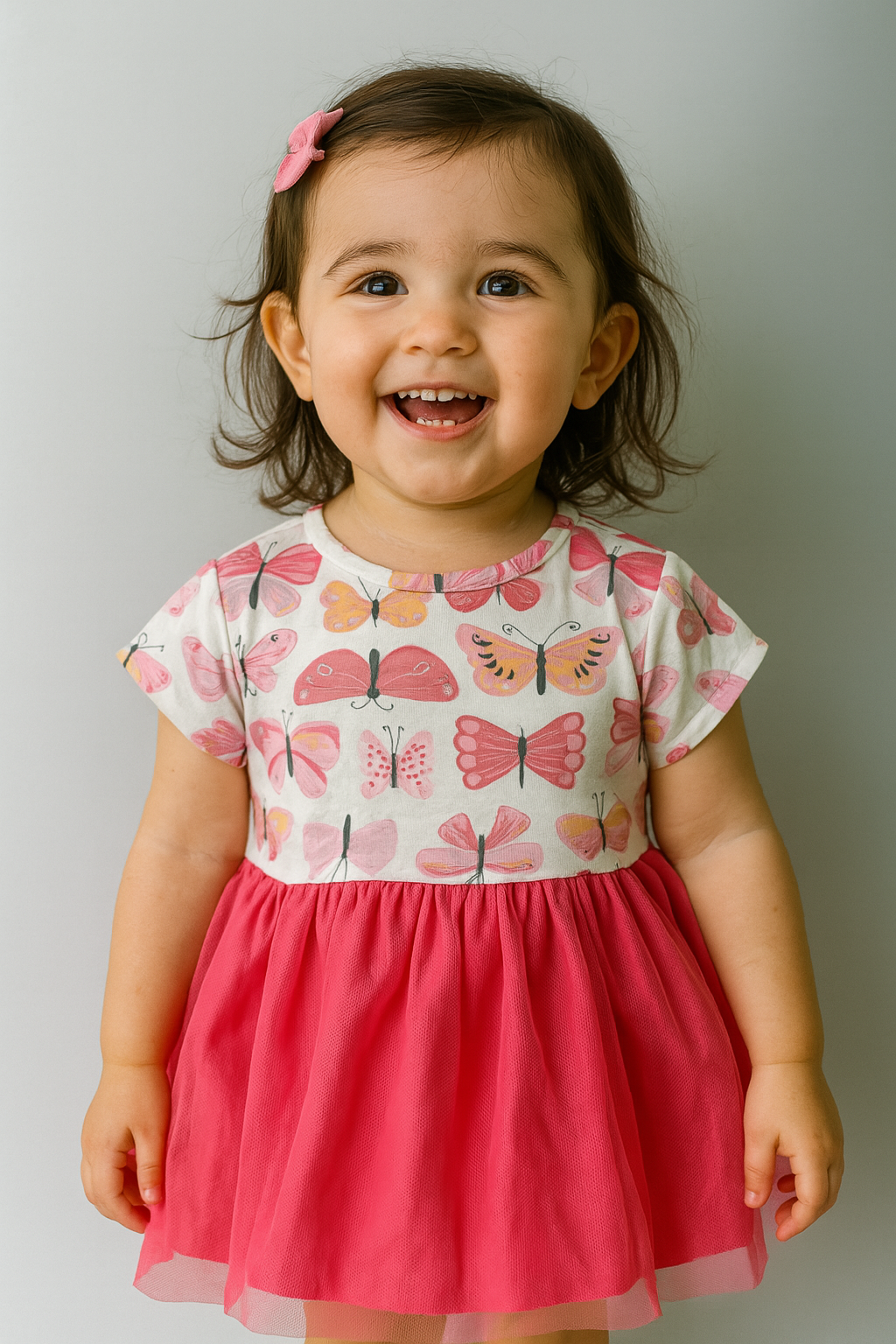 Pink butterfly net Frock - Girls Frock