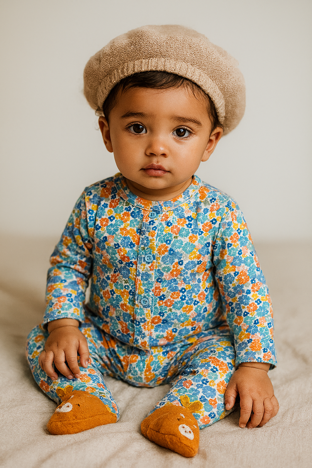 Blue with orange flowers Jumpsuit
