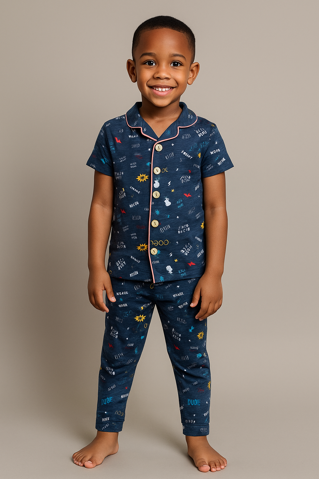 BLUE LETS ROCK IN-05- Kids Collar Night Suit IN-01