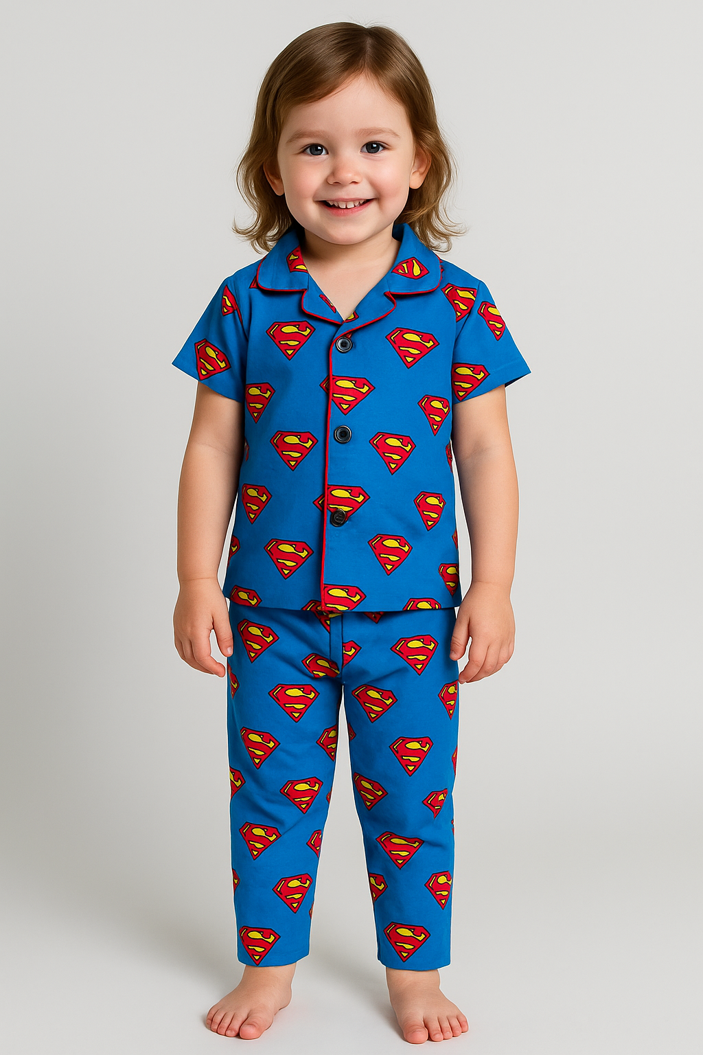 Blue Spiderman - Kids Collar Night Suit