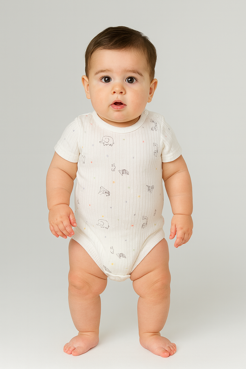 White with animals Romper