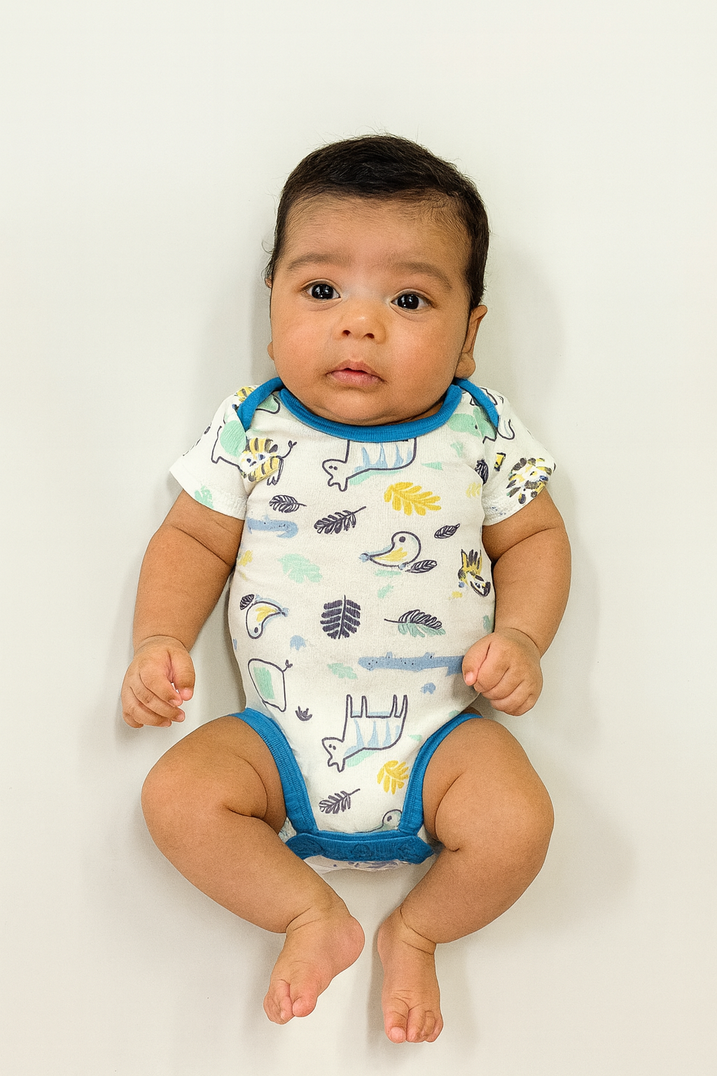 White with blue Romper