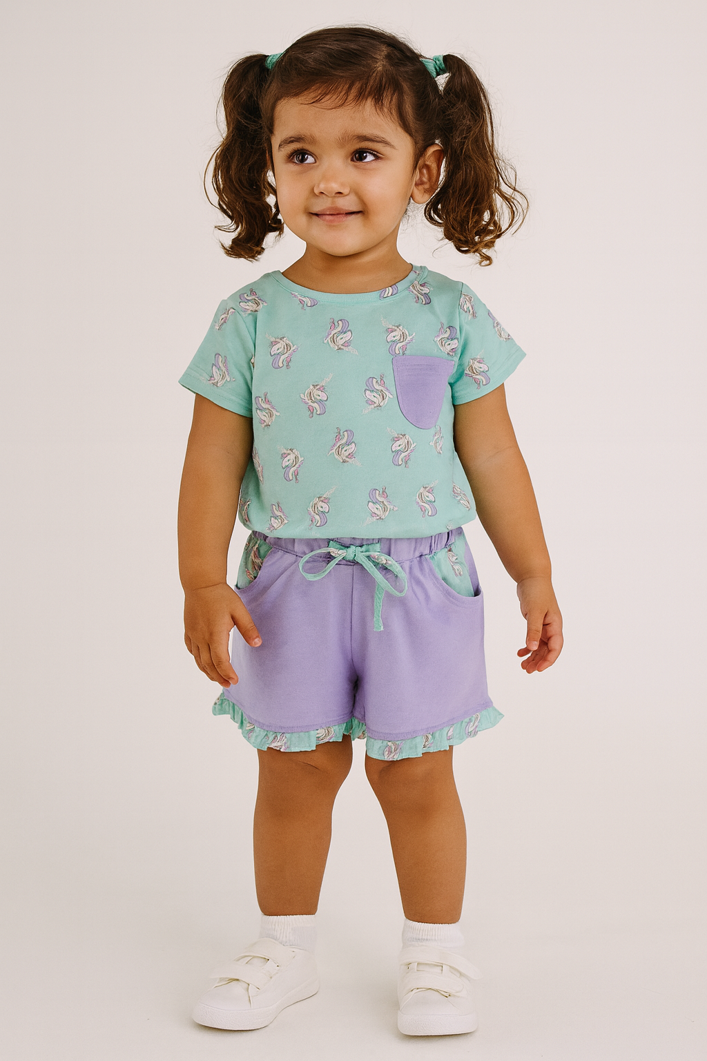 Violet with green Premium Kids co-ords