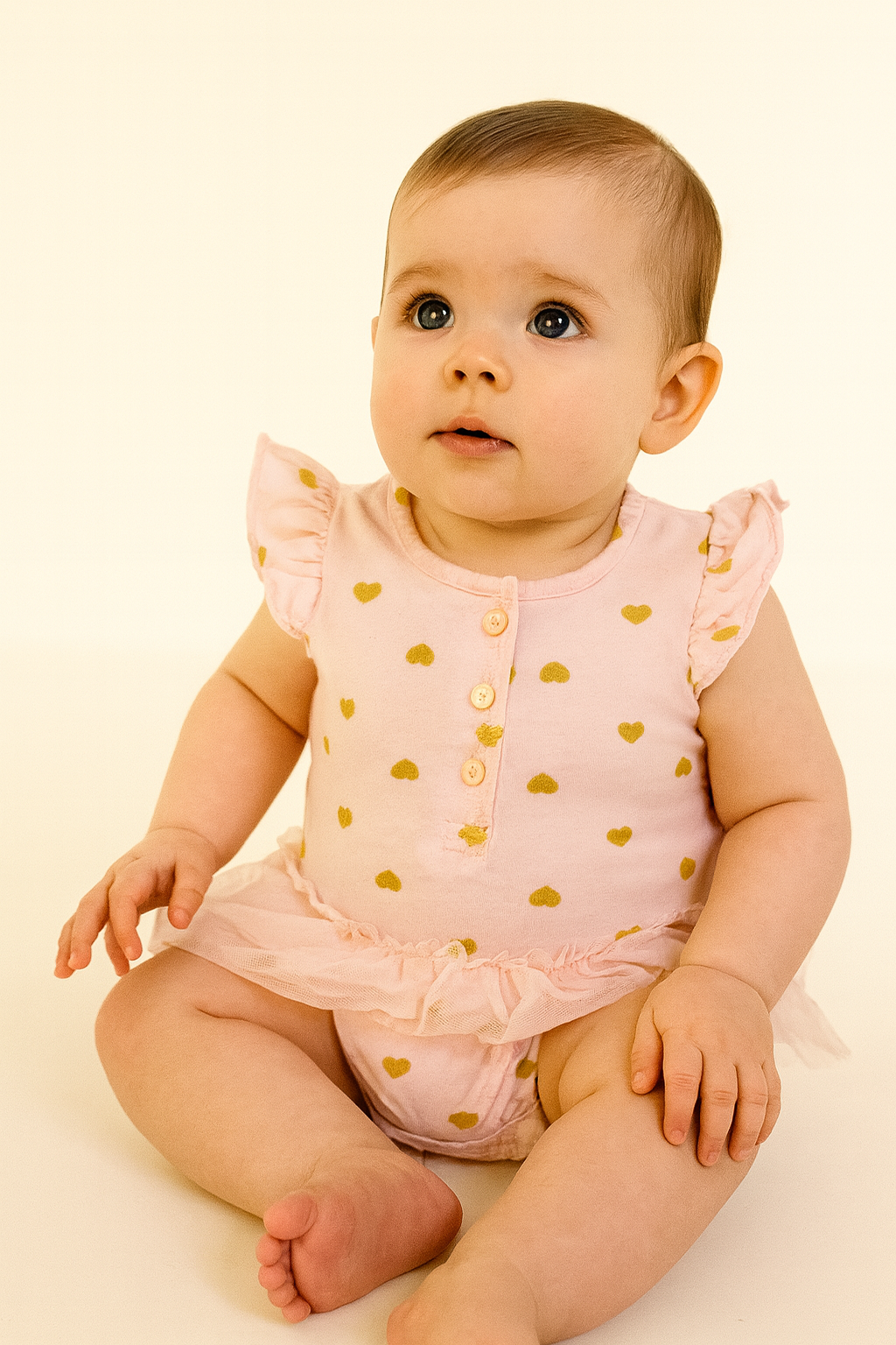 Light pink with golden heart Onesie frock