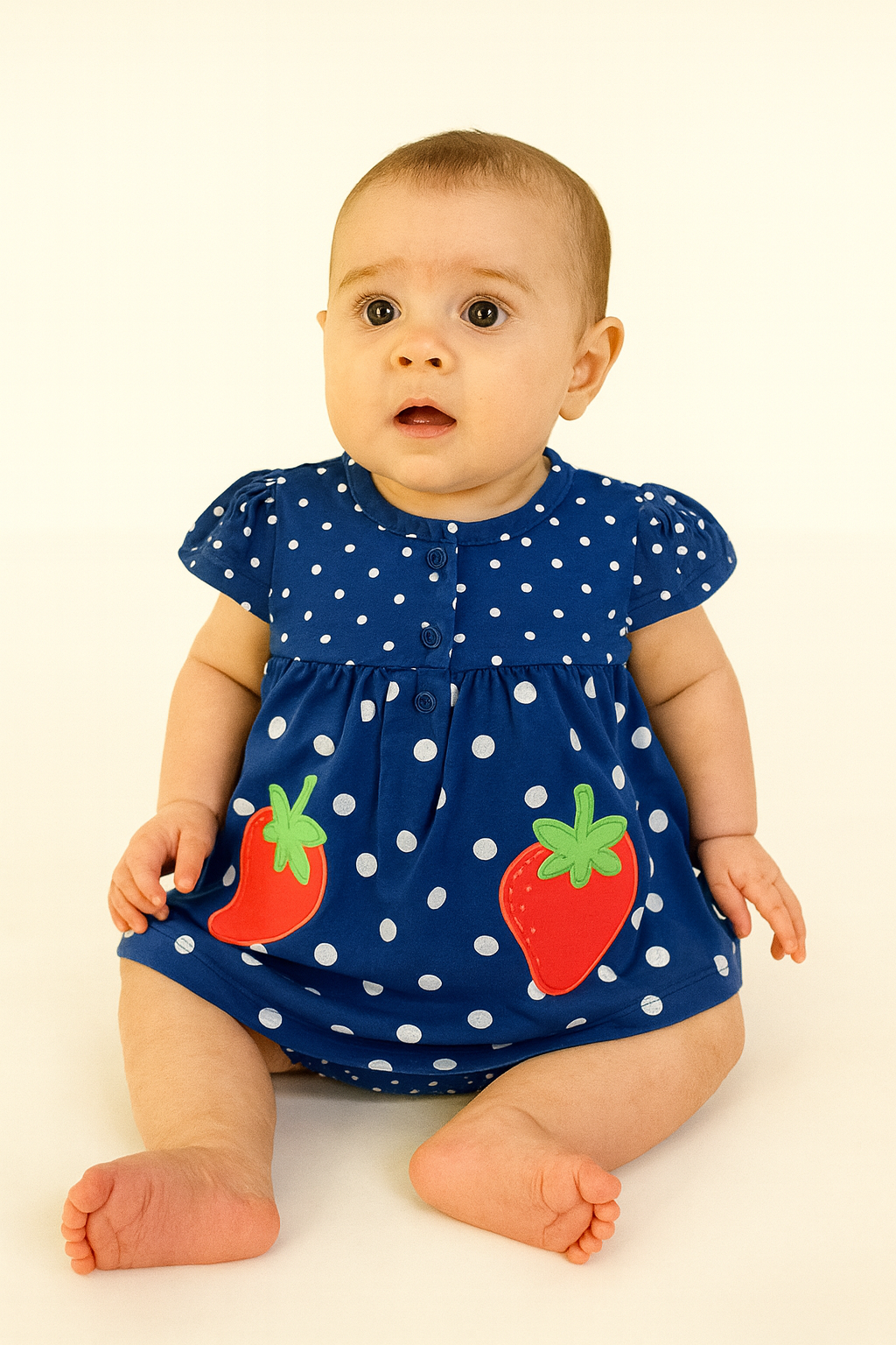 Blue with strawberry Onesie frock