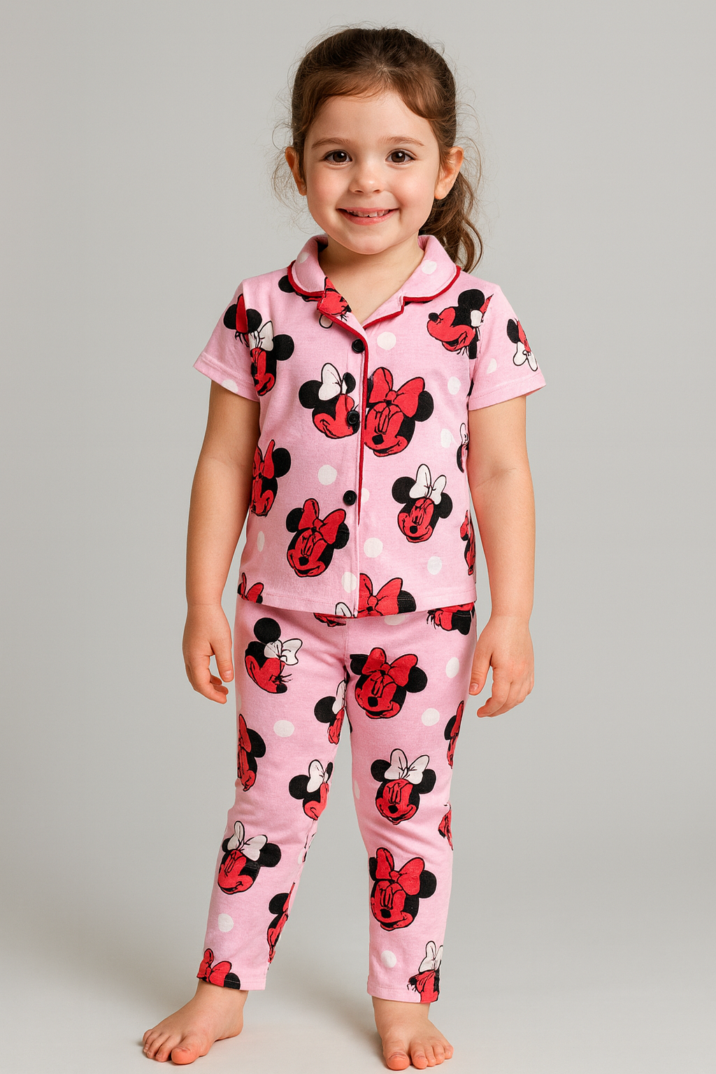 Pink Collar Night Suit ,Sep:::002