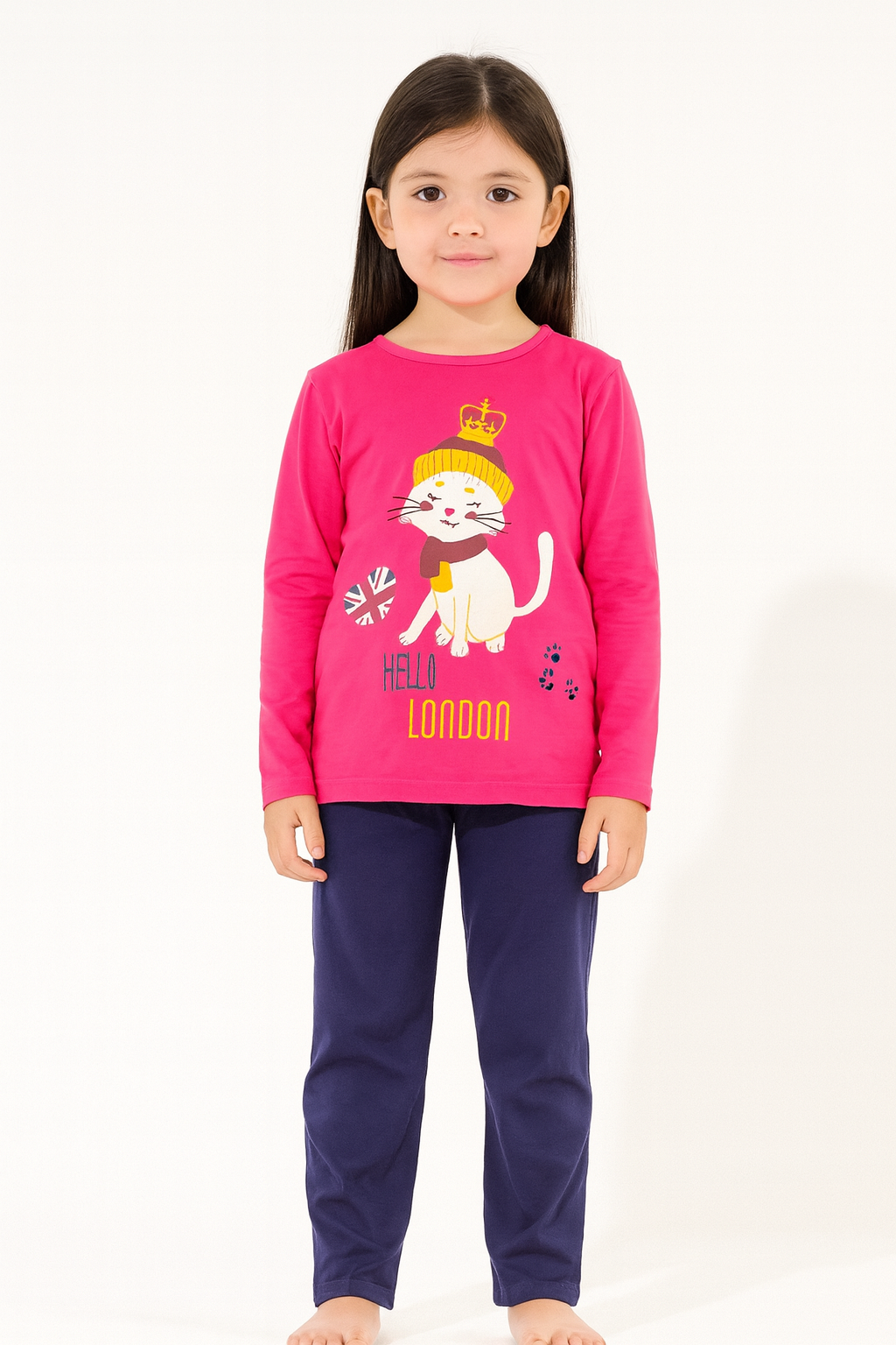 Kits full sleeve sets-Pink with kitty