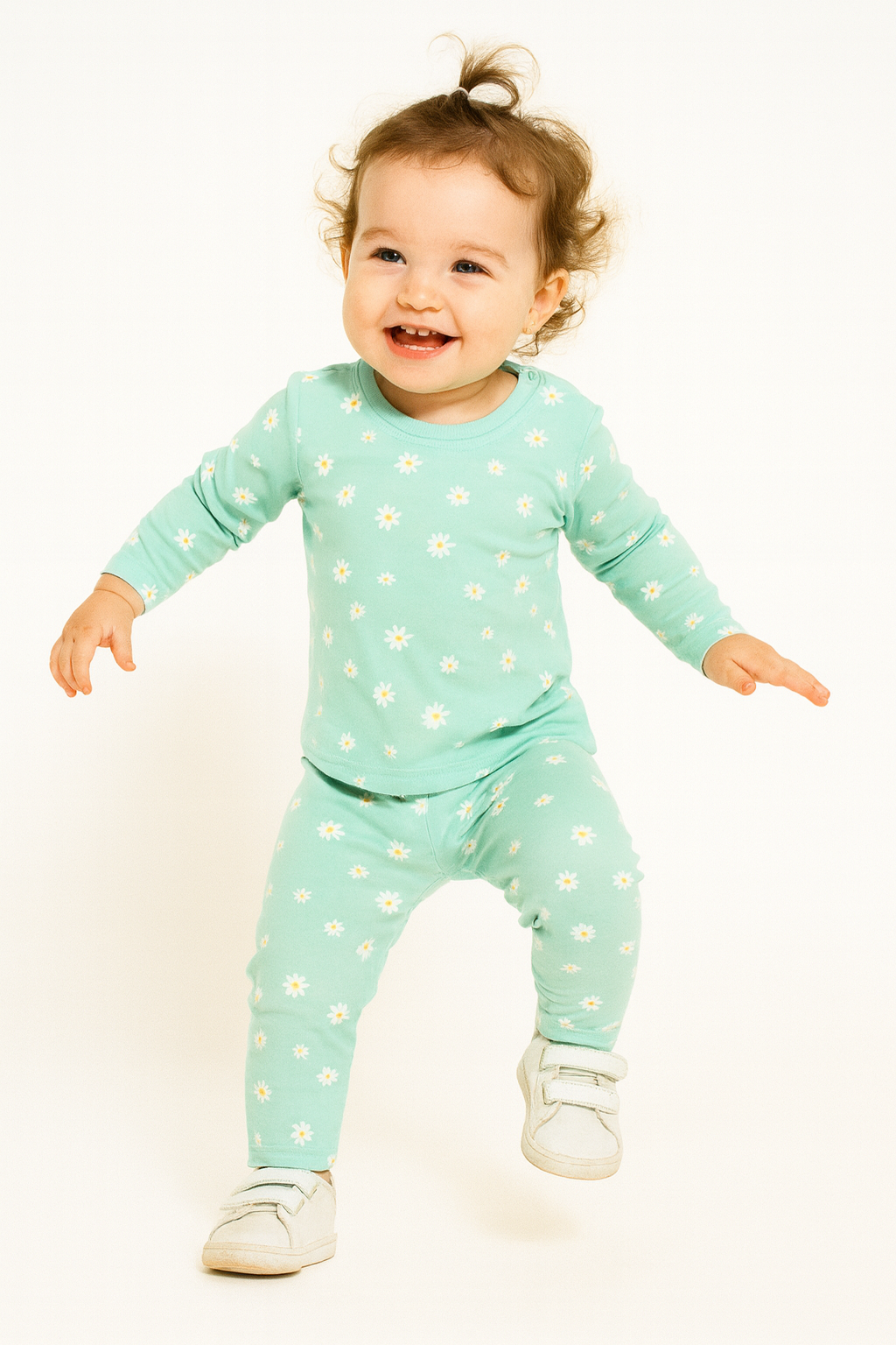 Premium loop net IN-0028- LoopKnit Pajama sets Green Florals.