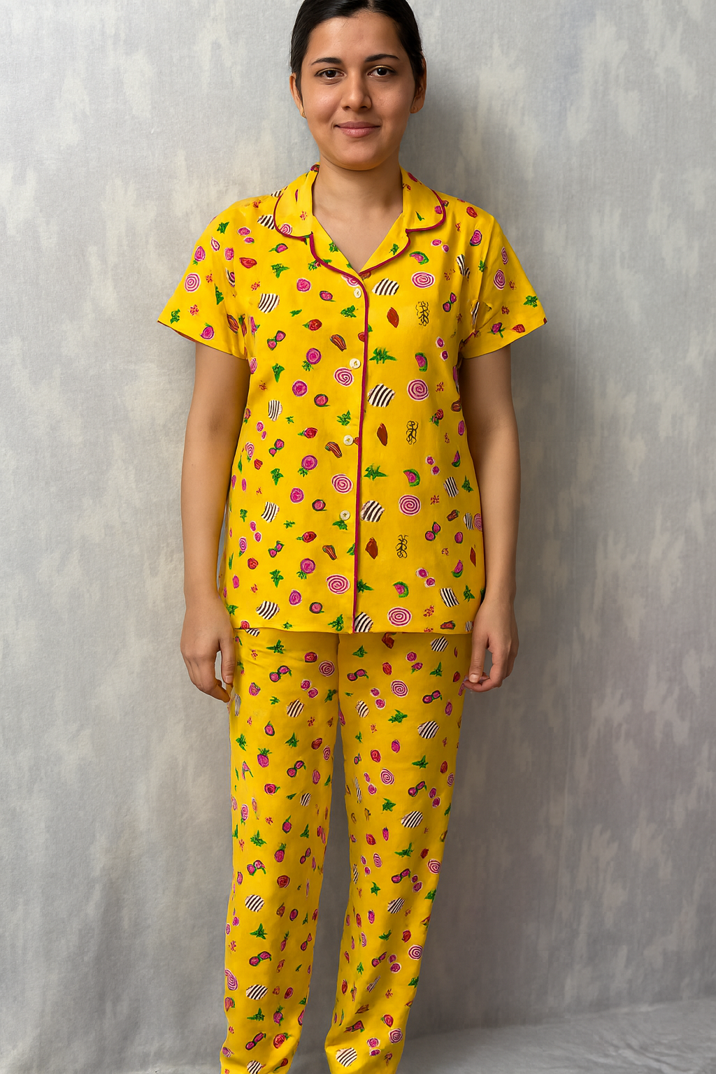 Women’s Collar Night Suits yellow water milan