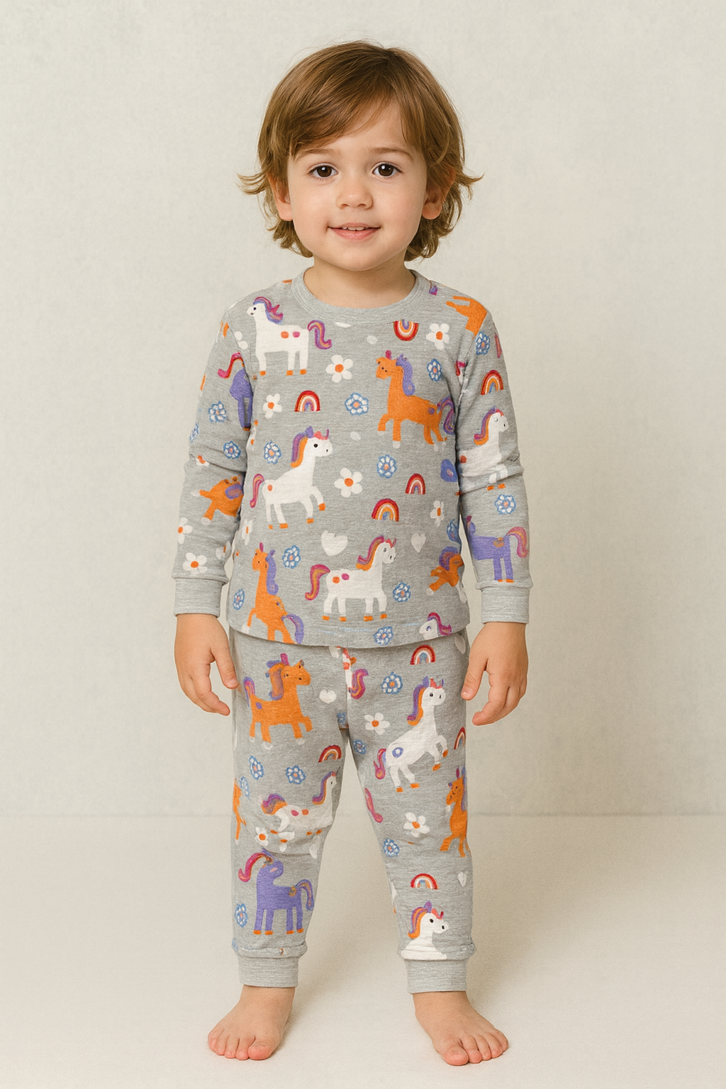 Baby Co-ord sets Full Sleeve grey, unicorn.-11(snap button)