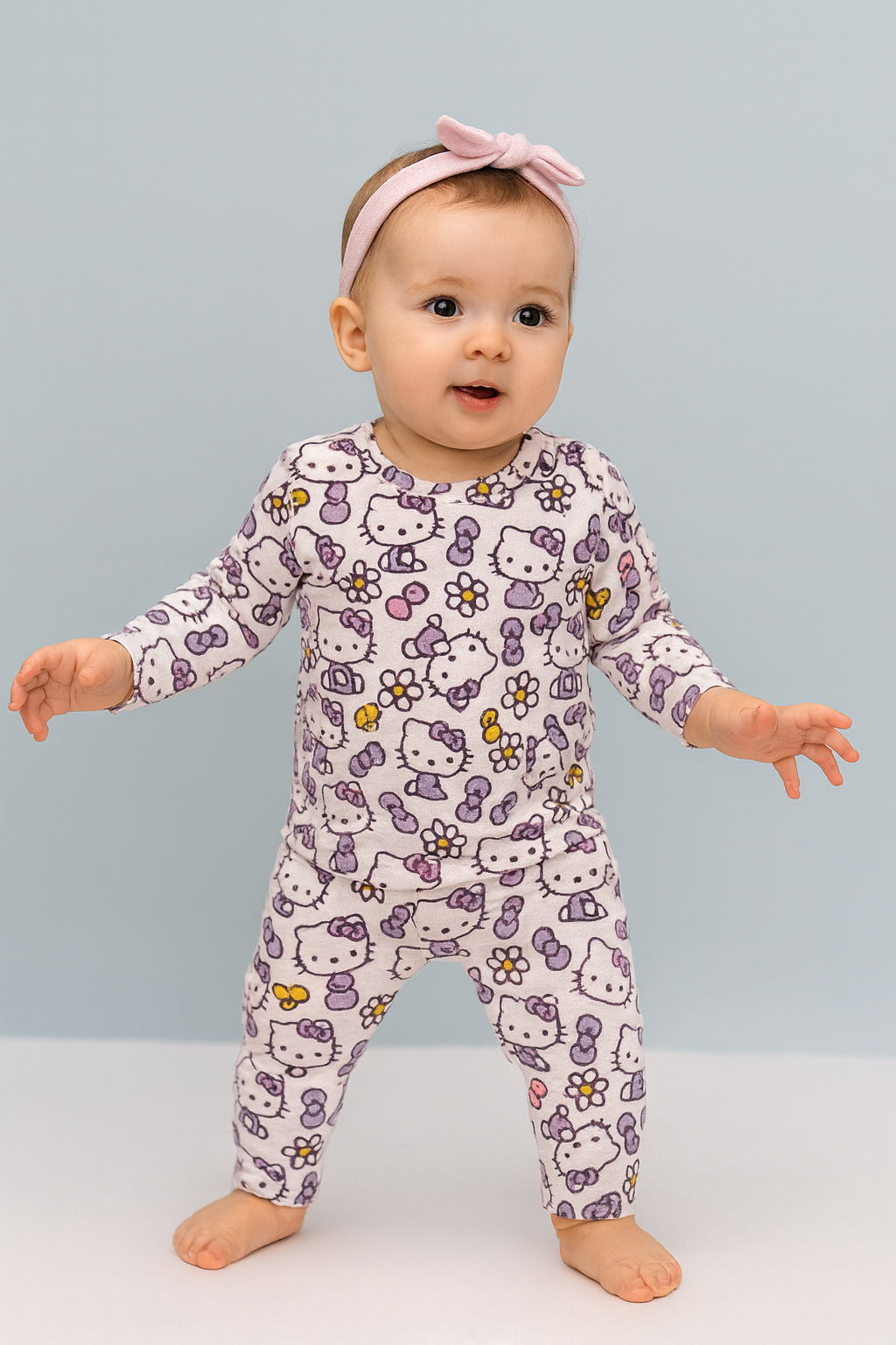 Baby Co-ord sets Full Sleeve white kiddy -9(snap button)