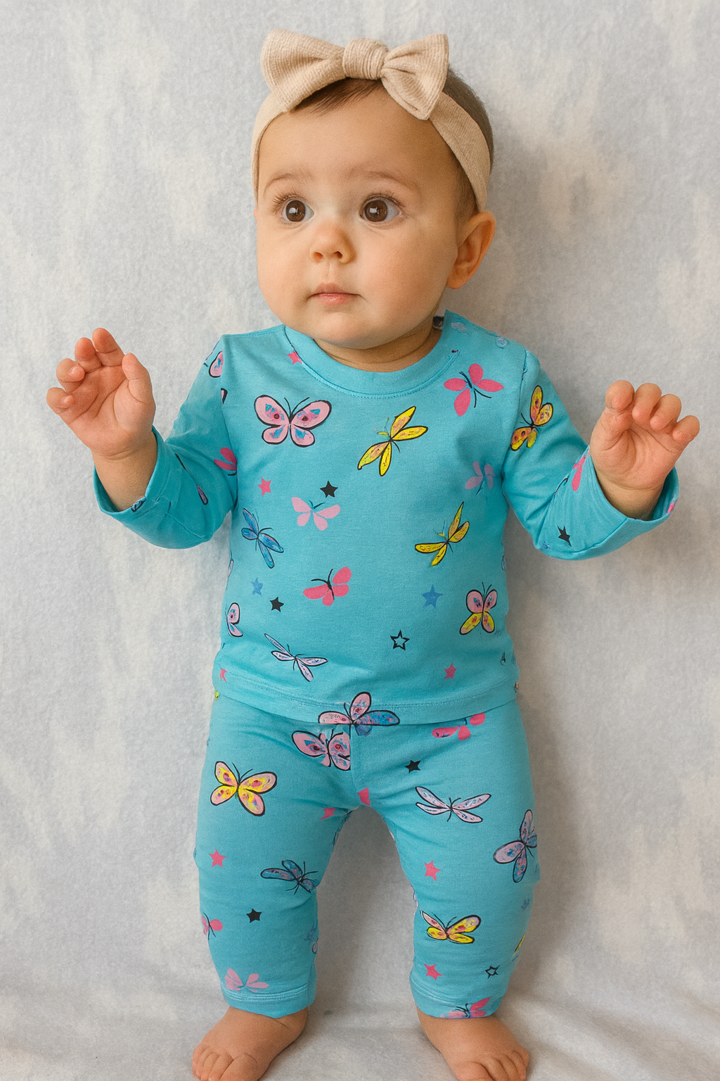 Baby Co-ord sets Full Sky Blue with Butterfly -17(snap button)