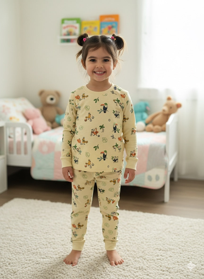 Birds Premium loop net IN-031-LoopKnit Pajama sets