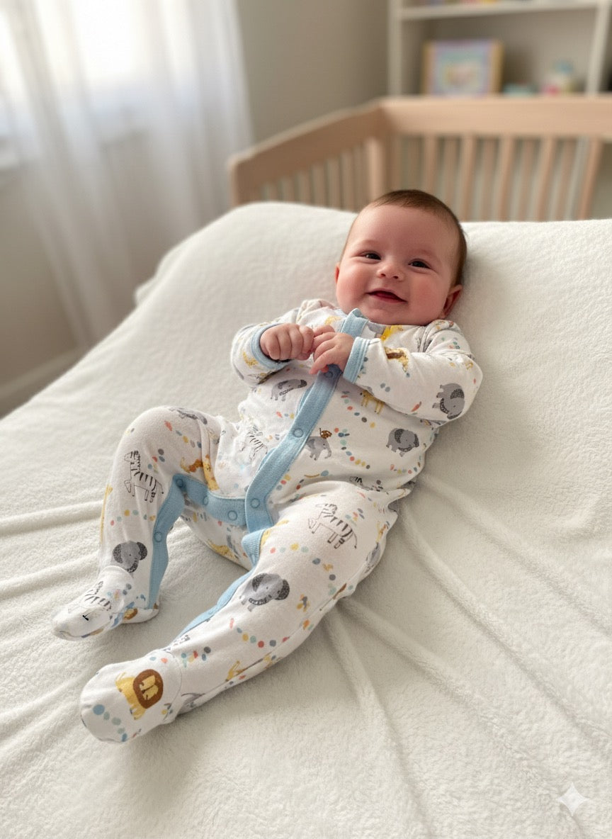 White with sky blue 10/24 Baby Jumpsuits