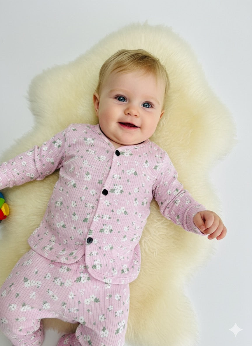 Full sleeve pink with white floral Jabla