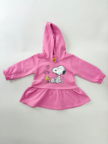 Hoodie-Pink with white dog
