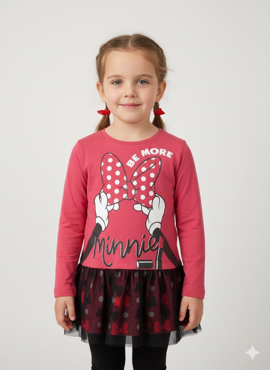 Mickey red net Frock - Girls Frock