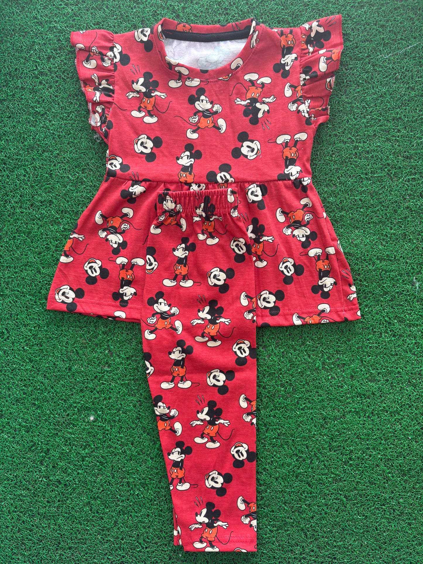 Red Mickey peplum co- ords girls set