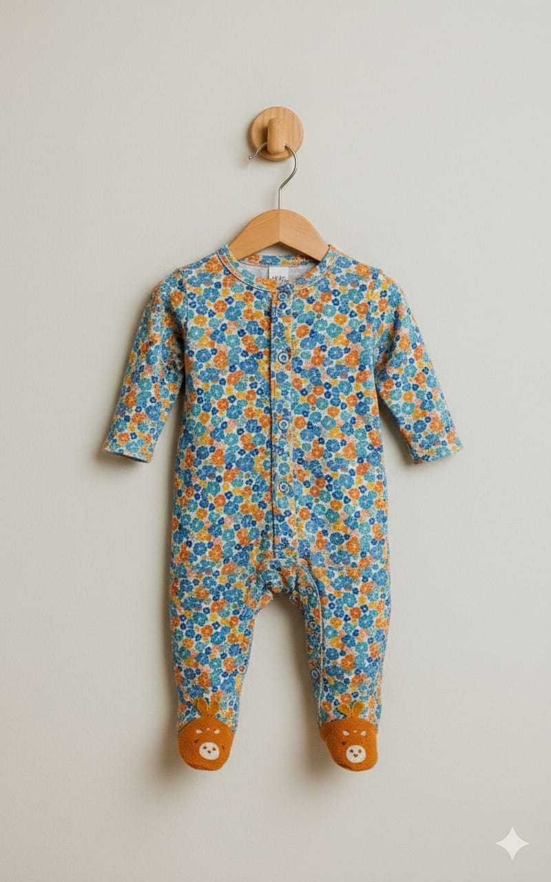 Blue with orange flowers -Jumpsuit high quality
