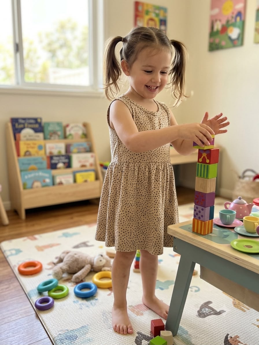 Biscuit colour with black dots-sleeveless frock