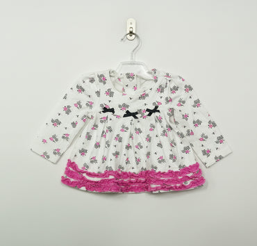 White with pink - Top -Sleeveless Frock