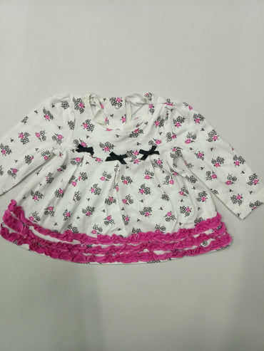 White with pink - Top -Sleeveless Frock