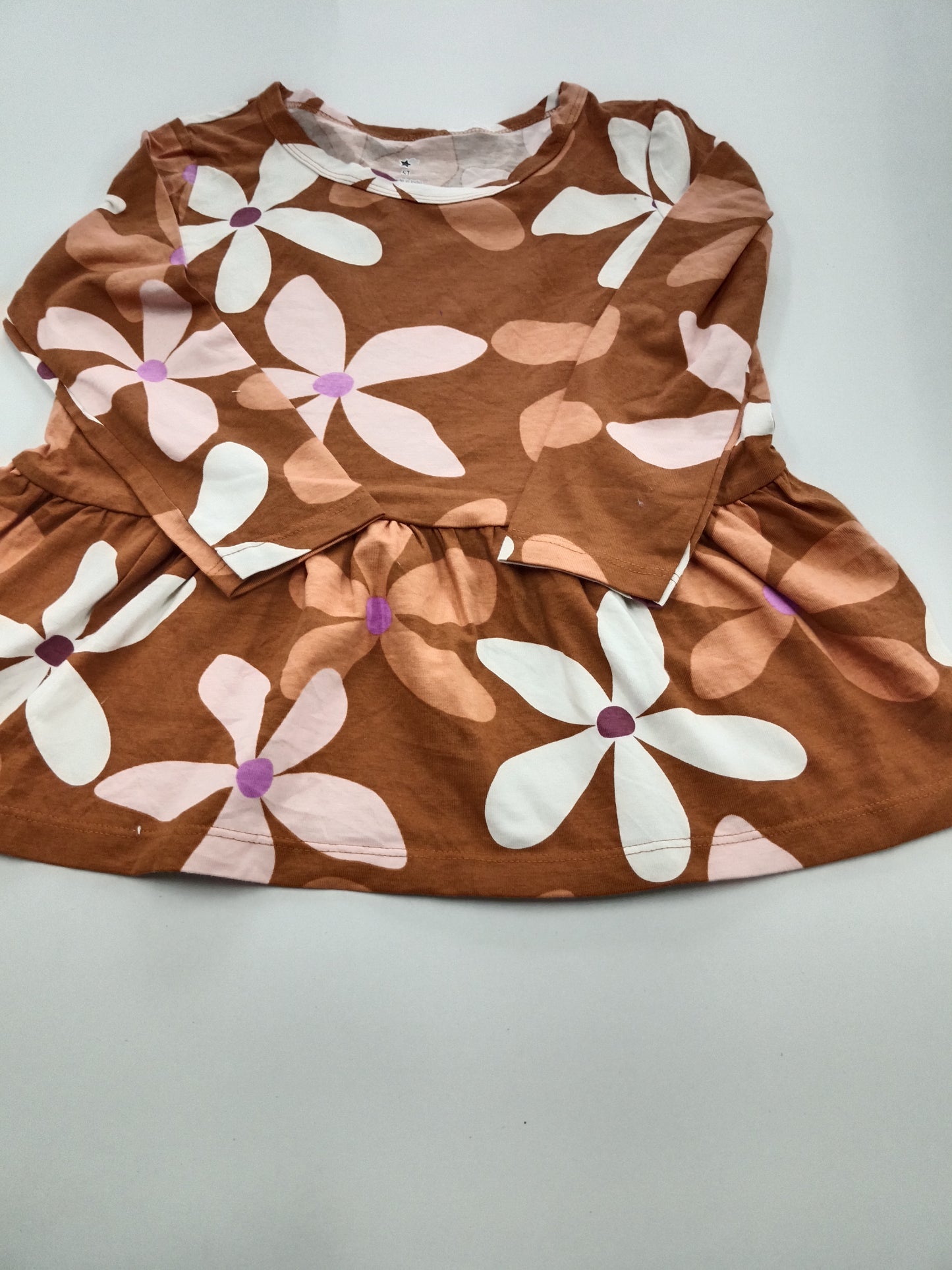 Brown with flowers- full sleeve frock